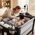 thumbnail image 3 of AILEEKISS 4-in-1 Portable Baby Play Yard with Changing Table for Newborn, Grey, 3 of 11