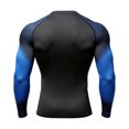 thumbnail image 3 of Men's Long Sleeve Sports Shirt Raglan Color-Block Slim Fit Top with Form-Fitting Design for Fitness Training, 3 of 4