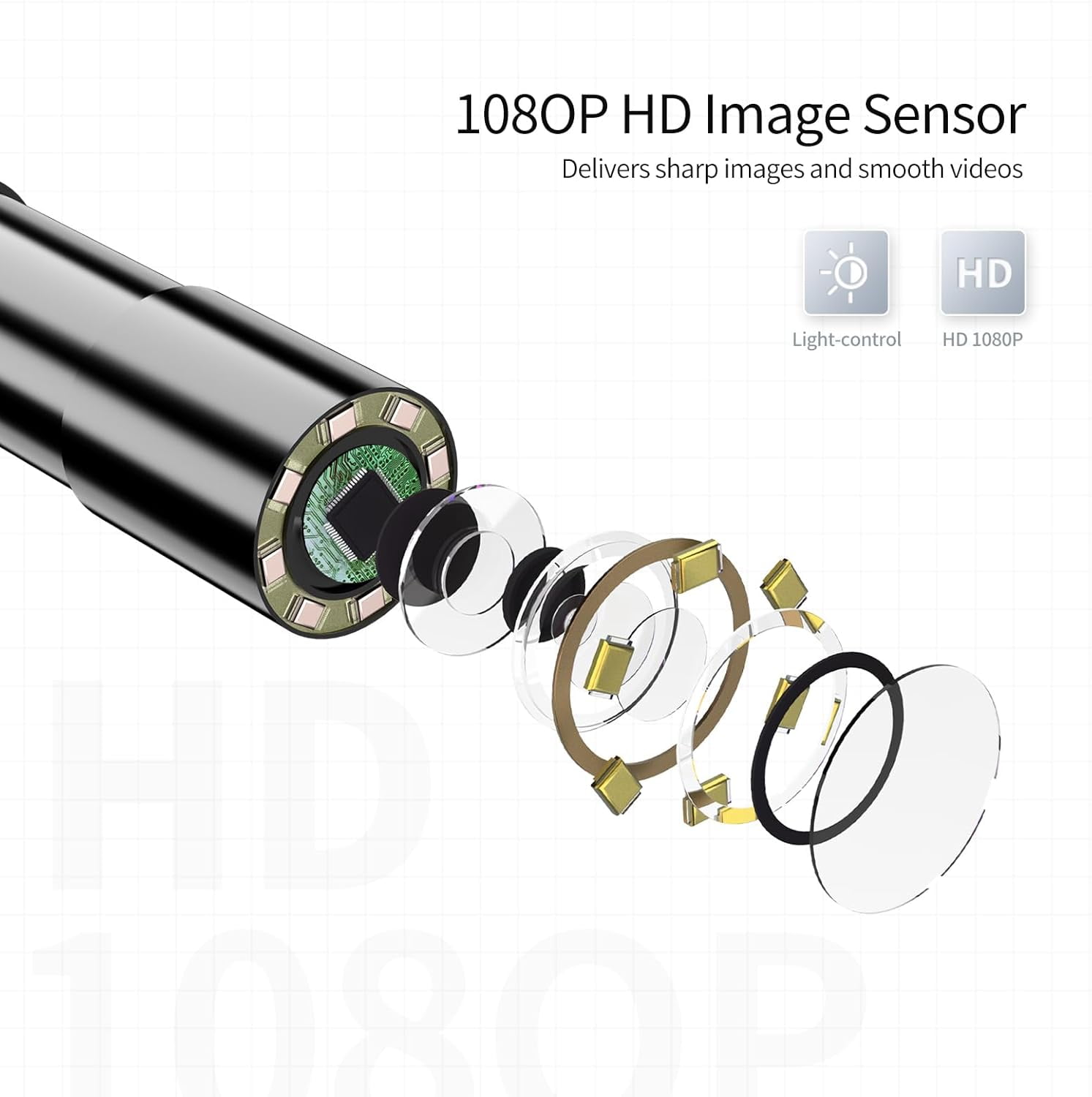 Endoscope Camera with Light, 1080P HD Borescope with 4.3'' Screen, Semi-Rigid Cable, IP67 Waterproof Scope Inspection Camera for Automotive, Plumbing, Drain, Pipe