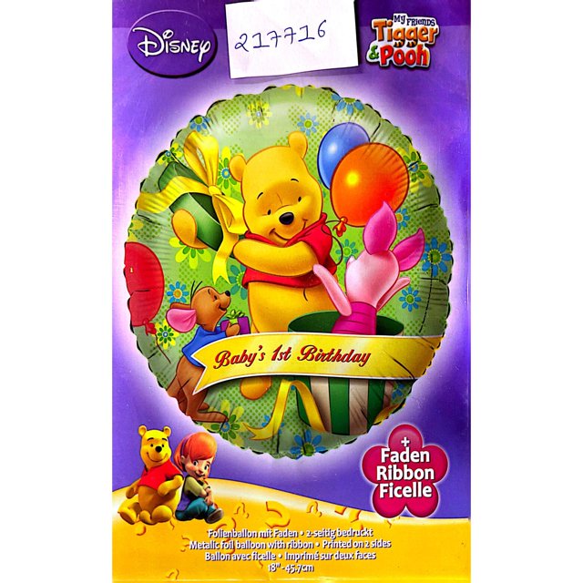 Winnie the Pooh - Globo de Aluminio de Cinta 1er Cumpleaños (Multicolor)