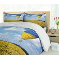 thumbnail image 5 of Ambesonne Hot Air Balloon Duvet Cover Set, Sunflower Fields, 2-Calking, Sky Blue Yellow, 5 of 7