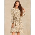 thumbnail image 4 of DARING DIVA Floral Button Down Tie Belted Shirt Dress M Khaki, 4 of 6