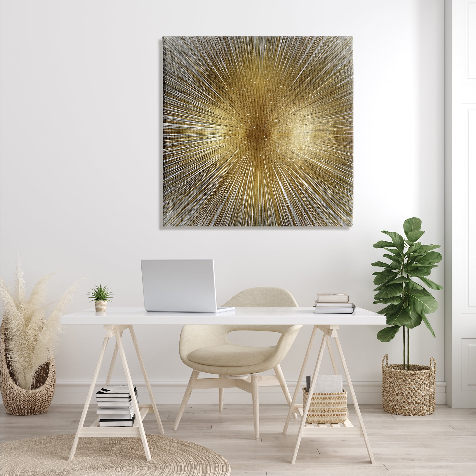 Stupell Home Décor Industries Art Deco Abstract Sunburst Lines Polka Dots 36 x 36 inch Designed by Abby Young