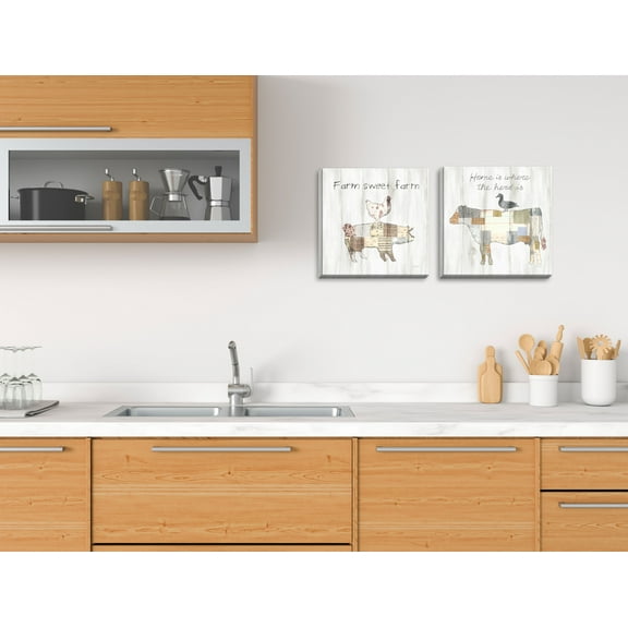 Gango Home Decor Country-Rustic Farm Family VI & VII; Two 12x12in Hand-Stretched Canvases