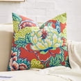 thumbnail image 5 of Pack of 2, Chinoiserie Pillow Cover 18 x 18 Inch Peony Floral Pillow Covers Linen Flower Throw Pillow Covers Farmhouse Pillowcase Cushion Covers for Sofa Couch Living Room Pink, 5 of 6