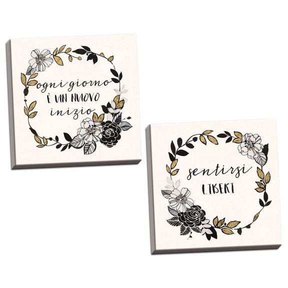 Gango Home Decor Contemporary Dream Garden Inspiration I & II Italian by Wild Apple Portfolio (Ready to Hang); Two 12x12in Hand-Stretched Canvases
