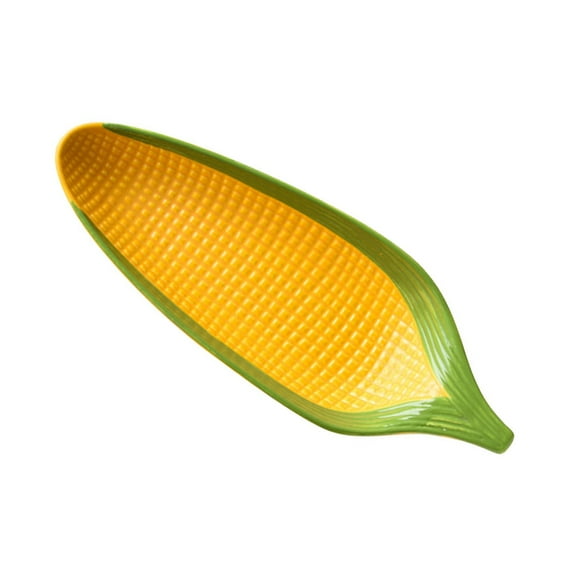 TOYMYTOY Yellow Ceramic Corn-Shaped Plate Sturdy Snacks Serving for Storage 1Pc