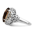 thumbnail image 3 of Auriga 925 Sterling Silver Rhodium Oval Checker-Cut Smoky Quartz Ring for Women Size- 7, 3 of 5