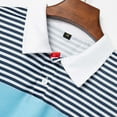 thumbnail image 3 of BiZtdJrK Men's Golf Shirts Short Sleeve Striped Button Lapel T-Shirt Casual Comfortable Summer Tees Tops Muscle Fit Work Polos Shirt Sky Blue M, 3 of 8