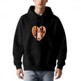 thumbnail image 1 of Men's Long Sleeve Hoodie Pullover - Black with Heart Skeleton Design Halloween Pumpkins Bats & Spiders Front Pocket, 1 of 7
