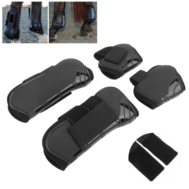 Bottes de Jambe de Cheval Réglables, Bottes de Protection Sabot de Cheval Bottes de Jambe de Cheval avant et Arrière pour Protéger la Jambe de Cheval pour Réduit les Dommages Noir