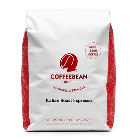 Coffee Bean Direct Dark Italian Roast Whole Bean Espresso, Original, 80