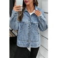 thumbnail image 5 of Eytino Womens Denim Jacket Oversized Jean Jacket Casual Long Sleeve Drop Shoulder Button Front Jean Jacket Coat with Pockets, 5 of 9