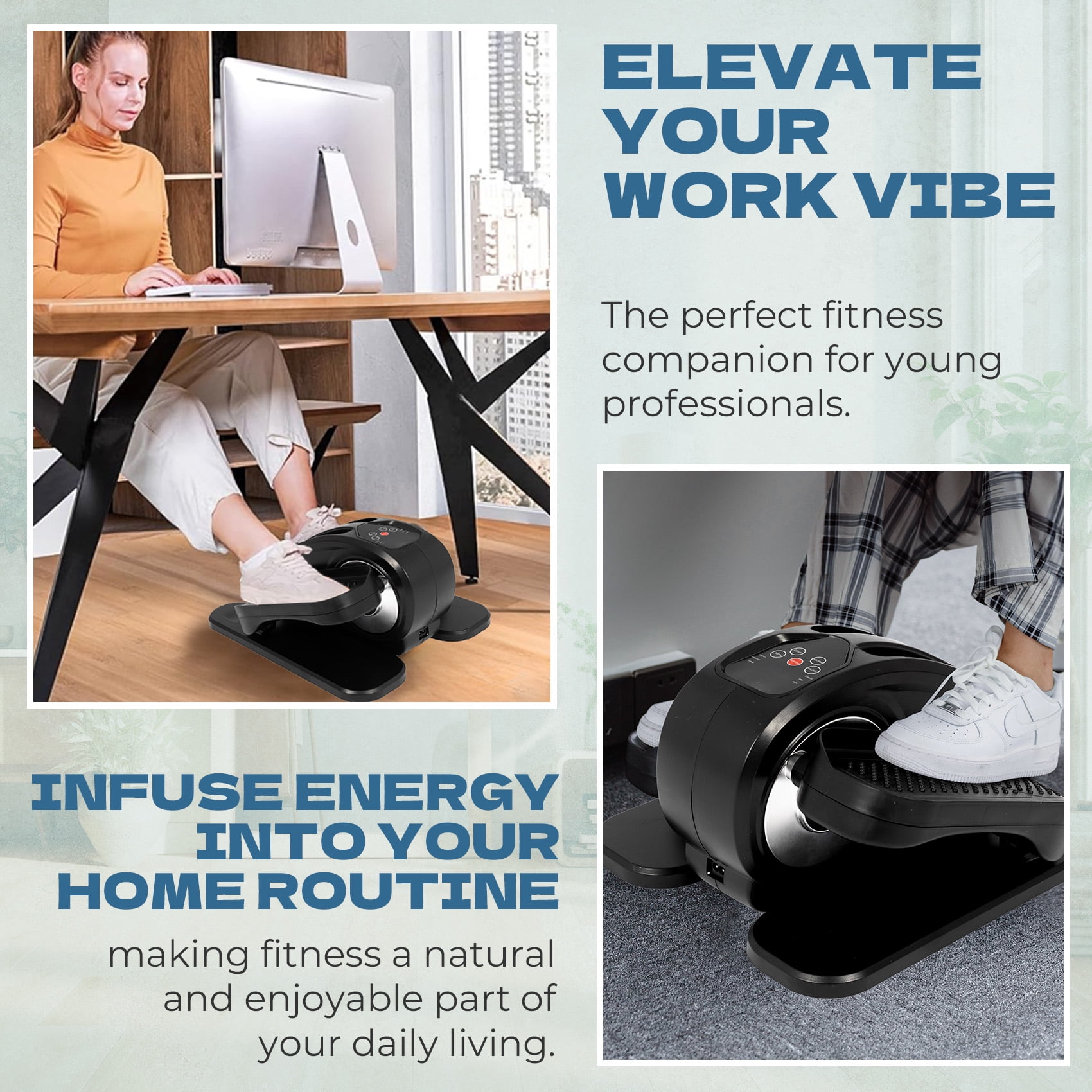 PROHIKER Under Desk Elliptical Machine Electric, Ellipse Leg Exerciser for Seniors Fully Assembled, Portable and Quiet Pedal Exerciser with Remote Control and LCD Display Monitor
