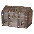 thumbnail image 2 of GROWTH TANK Pirate Treasure Chest Solid Wood Handmade Photo Props Decorative Storage Box Gray, 2 of 9