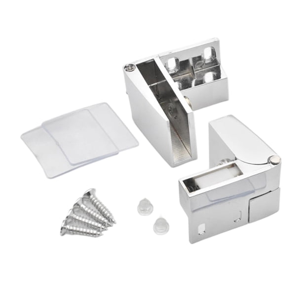 Bisagra para puerta de vidrio, bisagra para gabinete, cierrapuertas resistente con tornillos y abrazadera de montaje lateral. Plata