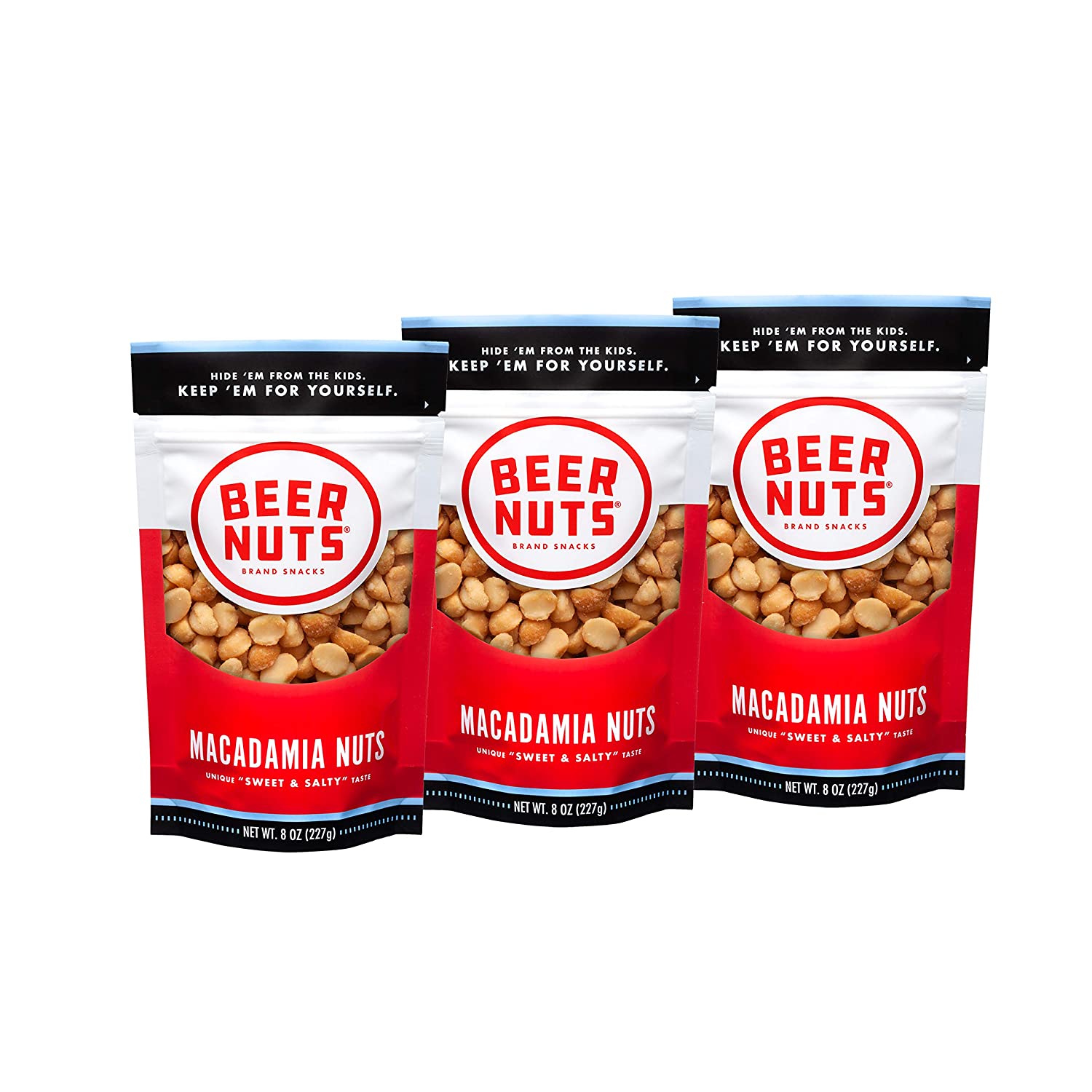 BEER NUTS 8 oz. Bag Macadamia Nuts (PACK OF 3)