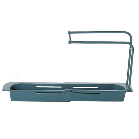 

Pudcoco Draining Basket Adjustable Multifunctional Household Draining Basket with Storage Rack