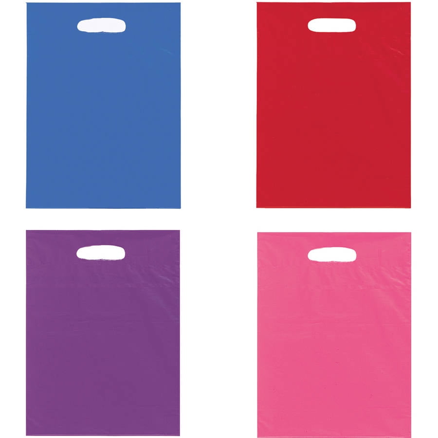 Large Plastic Goodie Bags, 15 x 11 in, Assorted, 8ct