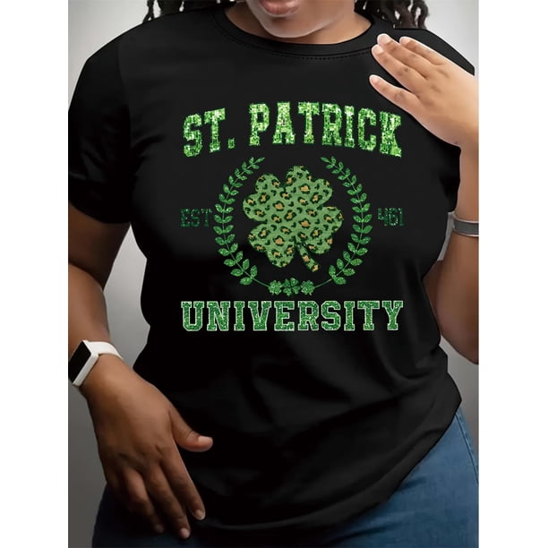 Camiseta Para Mujer Ropa De VeranoSt. Patrick'S Day & St. Patrick'S University Print Crew Neck T-shirt, Four seasons casual short-sleeved round neck T-shirt, Women'S ClothingFather's Day, Mother's D