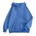 thumbnail image 6 of Inglocry Hoodies for Women Long Sleeve Zip Up Fashion Sweatshirts Casual Solid Oversized Fall Lightweight Hooded Jackets Blue M, 6 of 6