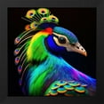 thumbnail image 2 of Stephen Chambers 20x20 Black Modern Wood Framed Wall Art Titled - Unreal Neon Peacock, 2 of 6