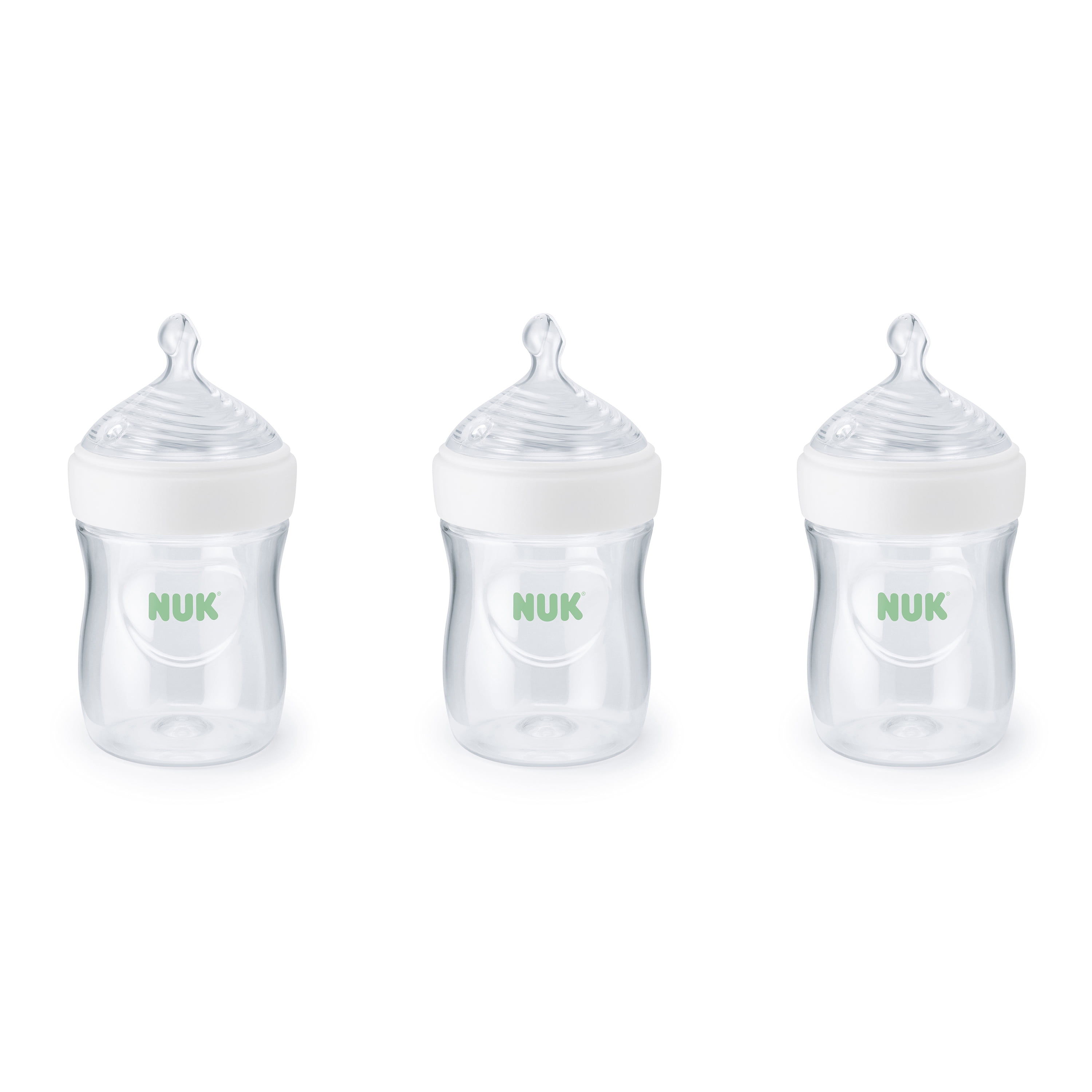 NUK Simply Natural with SafeTemp, 5 oz, 3 Pack, Clear Baby Bottles, Infant