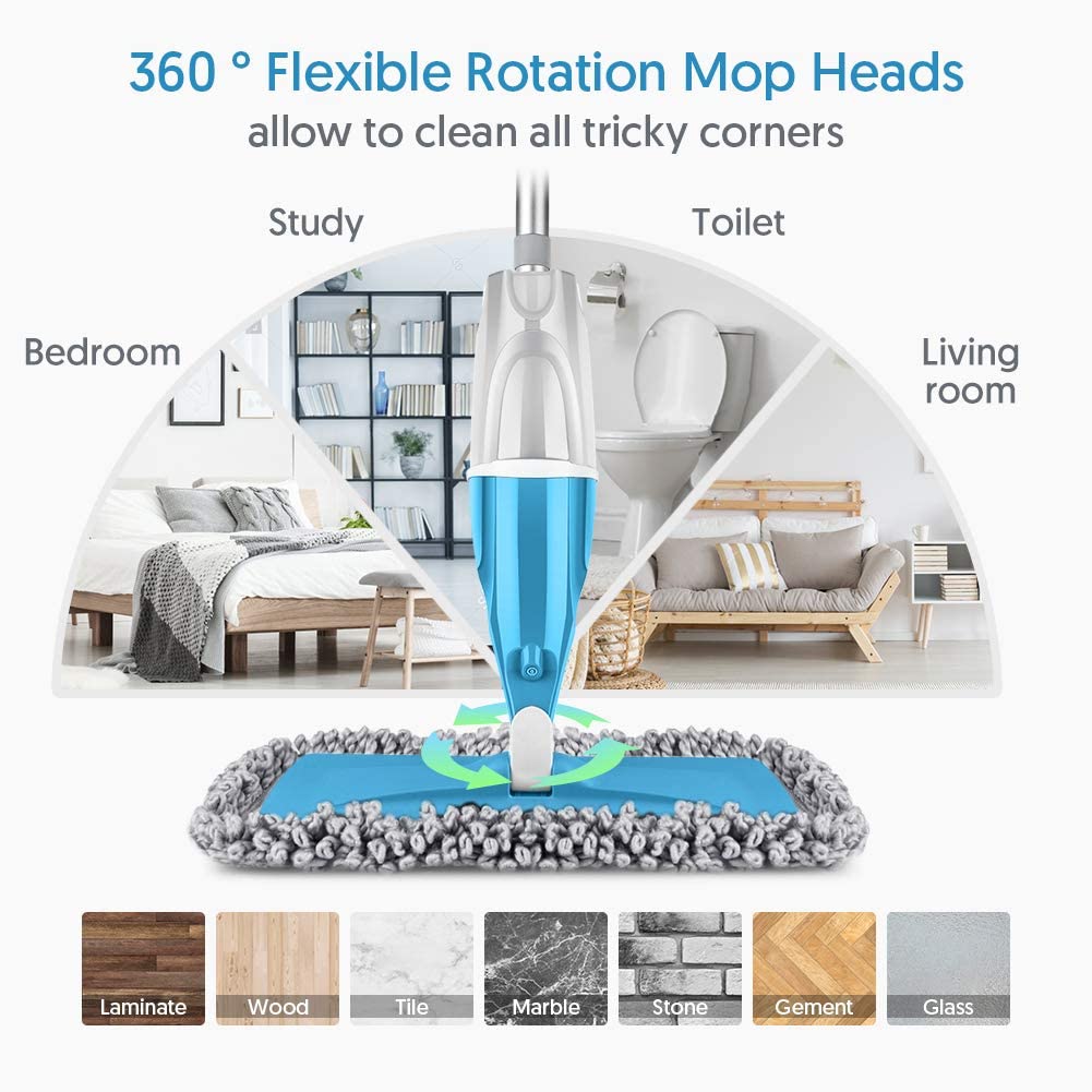 SUPTREE Microfiber Spray Floor Mop with 3 Washable Pads photo 5