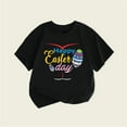 thumbnail image 2 of Gibobby Blusas Casual Verano Nueva ropa para niños Estilo de Europa y Unidos Camiseta de manga corta para niñas Conejito de Pascua Camiseta con cuello redondo estampado lindo （Negro， 8-9 Años), 2 of 3
