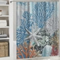 thumbnail image 6 of Orinice Nautical Beach Shower Curtain, Blue Tropical Coral Ocean Seashell Starfish Machine Washable Waterproof Fabric for Bathroom Bathtub Decor with Hooks 60x72, 6 of 7