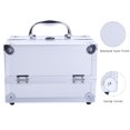 thumbnail image 2 of Aluminum Makeup Train Jewelry Storage Box Cosmetic Button Lock Case Organizer ( Silver), 2 of 9