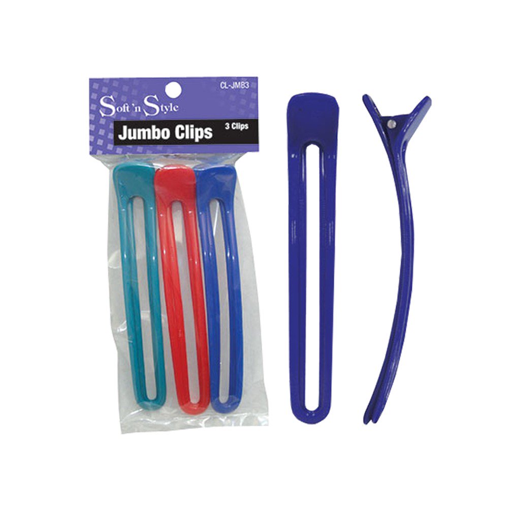 SOFT 'N STYLE Salon Beauty Hair Jumbo Clips 3/Bag HCCLJMB3