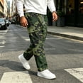 thumbnail image 2 of GrmtClth Mens Loose Fit Camo Cargo Trousers All Over Camo Print Multi Utility Pockets Drawstring Elastic Waist Street Casual Pants Green XL, 2 of 8