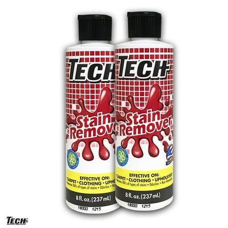 TECH Stain Remover 2 - 8 oz Bottles - Effective Stain Remover Spray for Carpet, Clothing, Laundry, Upholstery and Other Washable Fabrics