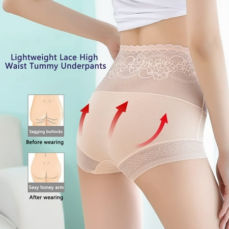 Underwear Women Cute Lace Sexy Triangle High Waist Cotton Tummy Lifting Summer Antibacterial Underwear No Show Cotton Panties