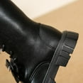 thumbnail image 6 of Glisme Girls Knee-High Boots Fashion Autumn Winter Flat Thick Bottom Non Slip Pu Upper Lace Up Leather Boots Versatile Black Boots Size 10.5-11 Years, 6 of 9