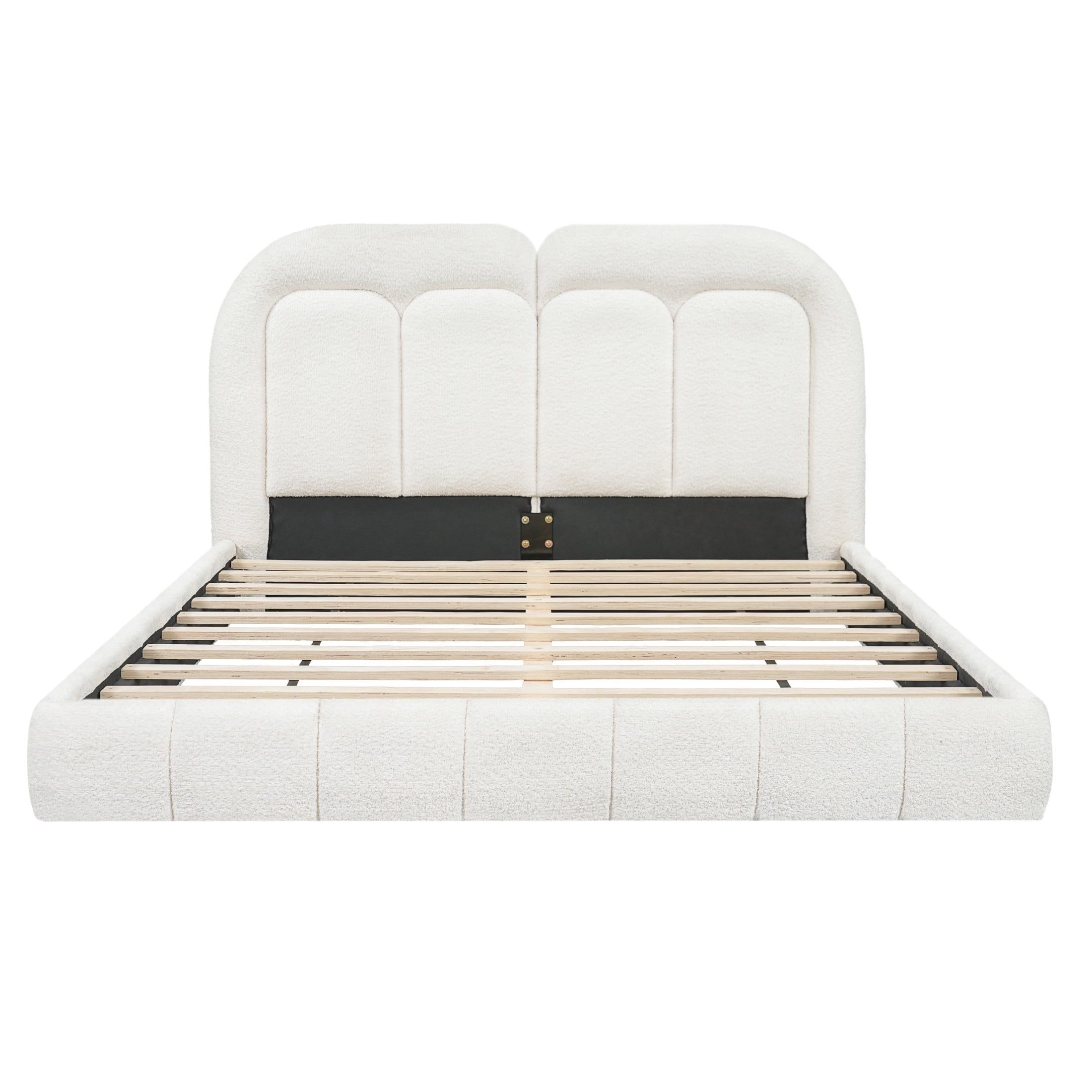 Christopher Knight Home Modern Queen Boucle Upholstered Platform Bed with Tufted Headboard, White