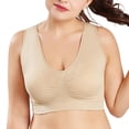 thumbnail image 4 of Gymayou Women’s Low Impact Sports Bra Seamless Comfort Workout Bra Wire Free V-Neck Vest Style Sleep Bra Beige 4XL, 4 of 6