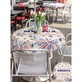 thumbnail image 4 of Outdoor Tablecloth with Umbrella Hole and Zipper, Independence Day Round Table Cloth 60 Inch Waterproof Tablecloth, Blue Red Star Fireworks American Flag Picnic Table Cover for Patio Camping, 4 of 7