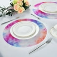 thumbnail image 4 of 15.4" Round Placemat Set of 1 Polyester Fabric Place Mats Non-Slip Dining Kitchen Table Mats for Kitchen Party Decor Pink and Blue Tie-dye Pattern, 4 of 5