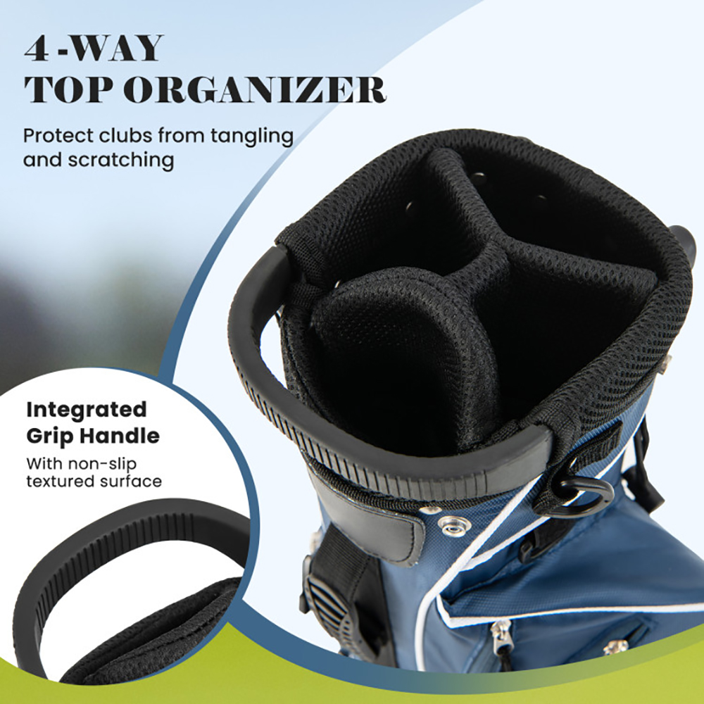 YYAo Golf Stand Bag, Golf Bag, Portable Golf Club Bag,Golf Stand Cart Bag with 4 Way Divider Carry Organizer Pockets-Blue