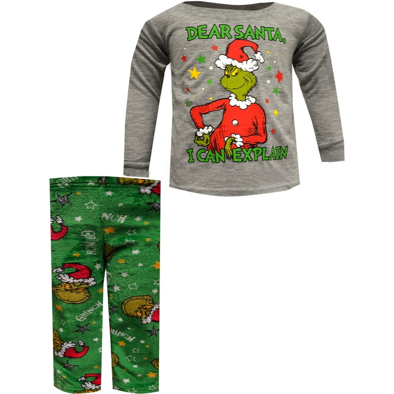 MJC Boys Dr. Seuss The Grinch Dear Santa I Can Explain Kids Pajamas 6