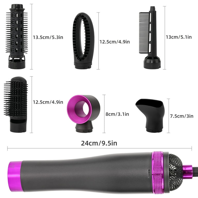 6 in 1 Hair Dryer Brush,Detachable Multi-Head Blow Dryer, 57℃ No Heat  Damage Hair Volumizer,One-Step Hot Air Brush for  Straightening,Curling,Drying,Multifunctional Hair Dryer Styling Tool 