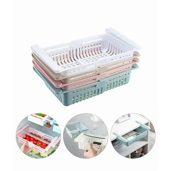 Stretchable Refrigerator Organizer Drawer Basket Kitchen Space Saver Freezer