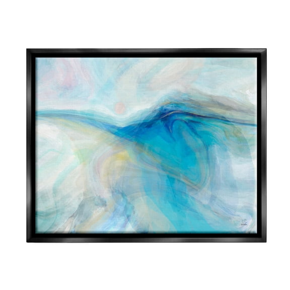Stupell Blue Fluid Pastel Abstract Swirl Abstract Painting Black Floater Framed Art Print Wall Art