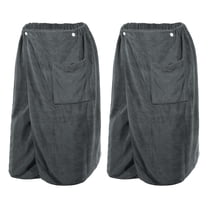 Unique Bargains Men's Bath Wrap Towel Adjustable Robes 2 Pcs Gray 27.56"x55.12"