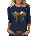 thumbnail image 1 of PEZHADA Blouses pour Femmes Manches 3/4 Mode Féminine Manches Trois-Quarts Col Rond Rétro Imprimé Hauts Amples Blouse Manches Trois-Quarts, 1 of 9