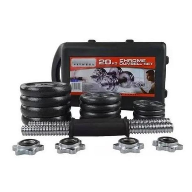 Set De Mancuernas Pesas Ajustables Hasta 20kg Con Barra High End Fitness Mancueras_20kg_HF