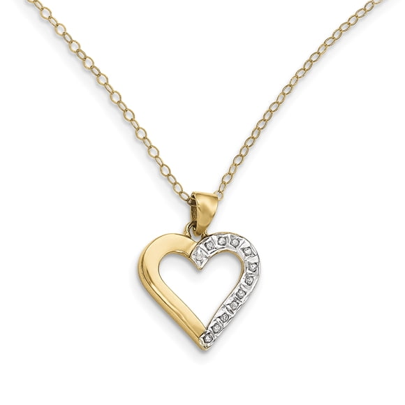 Collier Cœur en Argent Sterling et Plaqué Or Dia. Mystique 18 Po (Poids : 1,98 Grammes, Longueur : 18 Pouces)