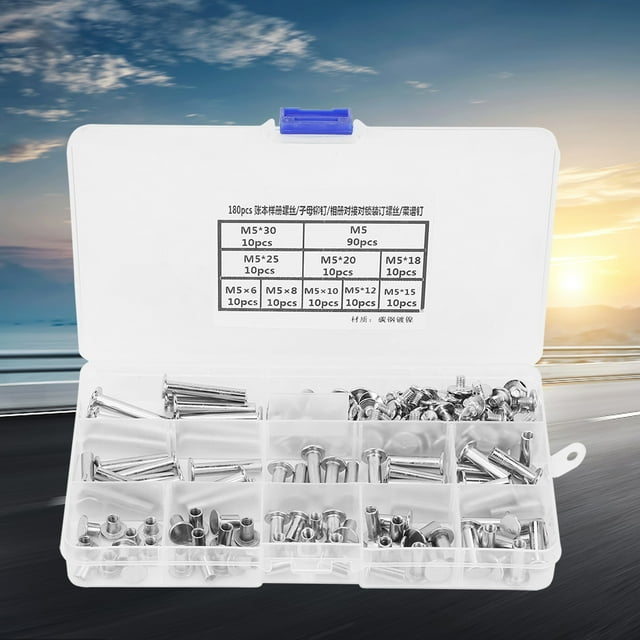 Rivet Screw Set,180pcs M5 Flat Head Screw Rivet Album Screw Rivet Best in Class